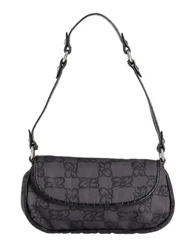 Tosca Blu Woman Handbag Steel Grey Size - Textile Fibers, Leather In Black