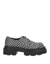 Tosca Blu Woman Lace-up Shoes Black Size 7 Leather In Animal Print