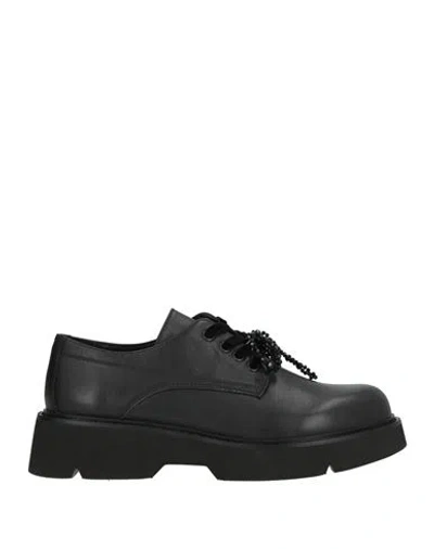Tosca Blu Woman Lace-up Shoes Black Size 10 Leather