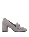 Tosca Blu Woman Loafers Grey Size 7 Leather In Multi