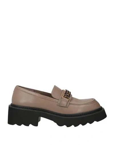 Tosca Blu Woman Loafers Light Brown Size 11 Leather In Beige