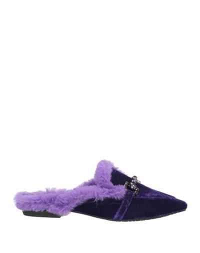 Tosca Blu Woman Mules & Clogs Purple Size 8 Textile Fibers