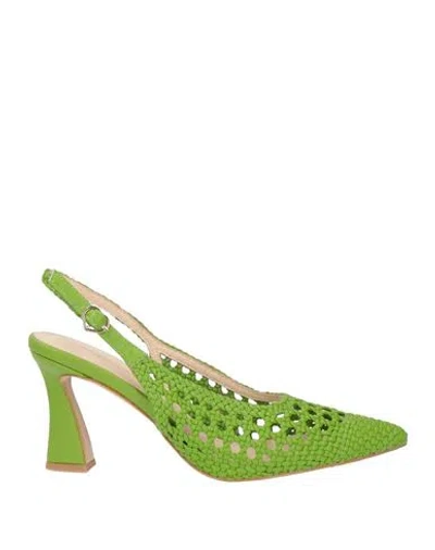 Tosca Blu Woman Pumps Lime Green Size 8 Leather In Multi