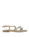 Tosca Blu Woman Sandals Beige Size 11 Leather, Textile Fibers