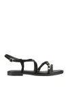 Tosca Blu Woman Sandals Black Size 6 Leather, Textile Fibers