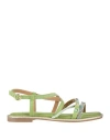 Tosca Blu Woman Sandals Green Size 6 Leather, Textile Fibers In Green