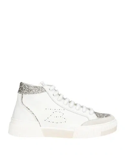 Tosca Blu Woman Sneakers White Size 7 Leather, Synthetisches Material In Multi