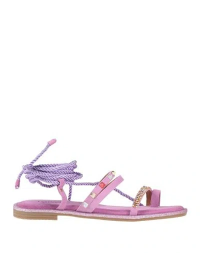 Tosca Blu Woman Thong Sandal Mauve Size 8 Leather, Textile Fibers In Purple