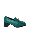 Tosca Blu Women's Shoes  Moccasin With Heel And Gold Application In Green