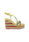 Tosca Blu Women's Shoes  Multicolored Rope Sandal, Ankle Fastening, Wedge Heel In Green