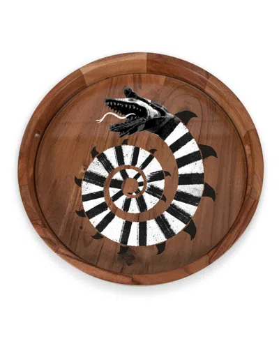 Toscana Beetlejuice Sandworm Barista Serving Tray With Glass Insert In Brown