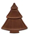 Toscana Christmas Tree Sectioned Serving Tray In Stained Parawood