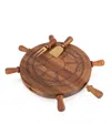 Toscana Helmsman Acacia Lazy Susan Cheese Board In Acacia Wood And Gold
