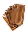 Toscana Rectangle Wine Appetizer Plates, Set Of 4 In Brown