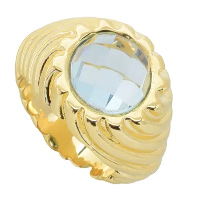 Toscana-italiana Toscana Italiana 18k Gold Plated Twist Texture Choice Of Gem Ring In Green