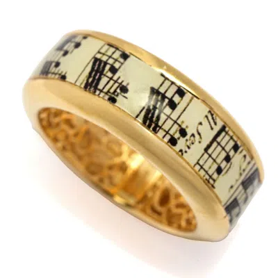 Toscana-italiana Toscana Italiana "flora Carta" Printed Paper & Enamel Cigar Band Ring In Gold