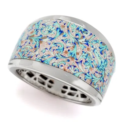 Toscana-italiana Toscana Italiana "flora Carta" Printed Paper & Enamel Tapered Band Ring In Multi