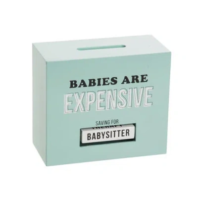 Totalee Gift Babies Are Expensive Rotating Bank Wood Green In Metallic