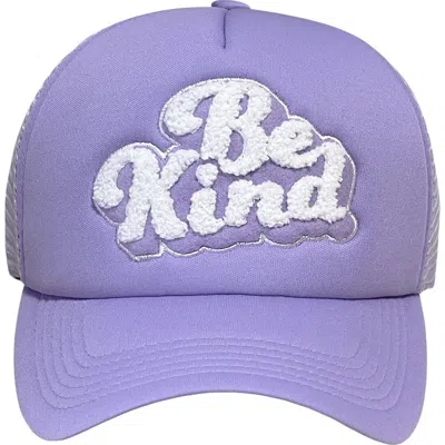 Totalee Gift Be Kind Chenille Patch Trucker Hat Cotton Pruple In Brown