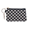 Totalee Gift Black And White Checkered Zip Wallet Polyester White In Red