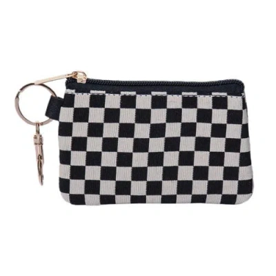 Totalee Gift Black And White Checkered Zip Wallet Polyester White In Red