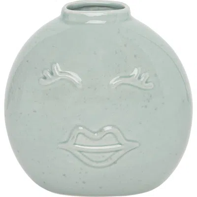 Totalee Gift Blue Face Flat Vase Ceramic Blue