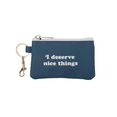 Totalee Gift Blue I Deserve Nice Things Keyring Zip Wallet Polyester Blue In Pattern
