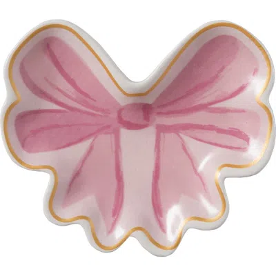 Totalee Gift Bow Trinket Dish Ceramic Pinki