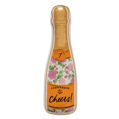 Totalee Gift Champagne Bottle Trinket Dish Ceramic Multicolored In Pink