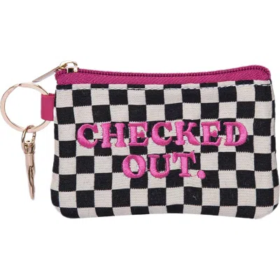 Totalee Gift Checked Out Checkered Zip Wallet Polyester Black In Purple