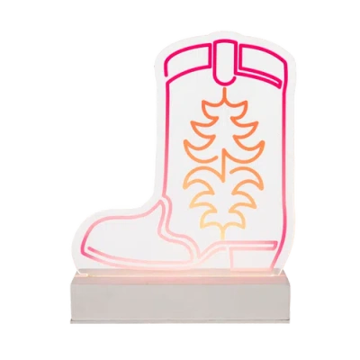 Totalee Gift Cowgirl Boot Acrylic Light Up Decor Acrylic Multicolored