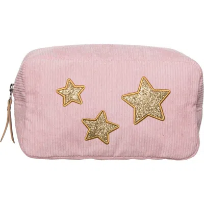 Totalee Gift Gold Star Corduroy Cosmetic Bag Polyester Gold In Pink