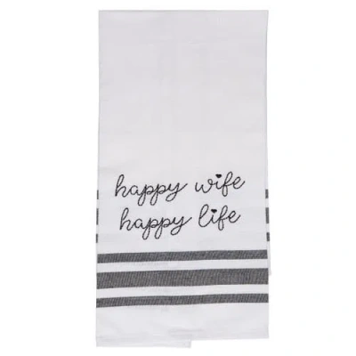 Totalee Gift Happy Wife Happy Life Tea Towel Cotton White