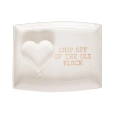 Totalee Gift Heart/chip Platter & Bowl Set Of 2 Ceramic White