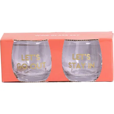 Totalee Gift Let's Stay In/out Mini Glasses Set Of 2 Glass Clear 10 oz In Transparent