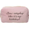 Totalee Gift Livin' Everyday Large Velvet Bag Polyester Pink In Pink