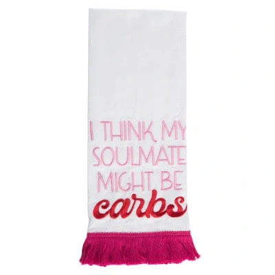 Totalee Gift Might Be Carbs Tea Towel W/ Tassels Cotton White In Transparent