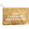 Totalee Gift More Middle Fingers Gold Cosmetic Bag Polyester Gold In Gold