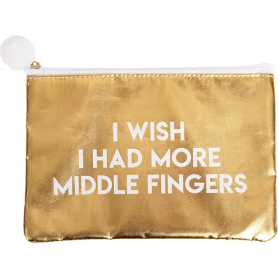 Totalee Gift More Middle Fingers Gold Cosmetic Bag Polyester Gold