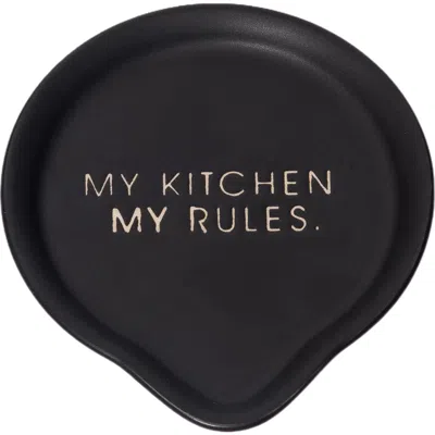 Totalee Gift My Kitchen My Rules Spoon Rest Ceramic Black