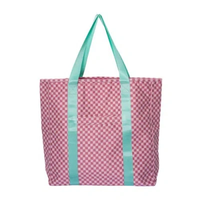 Totalee Gift Pink And Pink Checkered Tote Bag Polyester Pink