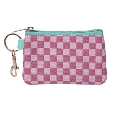 Totalee Gift Pink Checkered Zip Wallet Polyester Pink