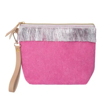Totalee Gift Pink Corduroy Bag W/ Fringe Polyester Pink In Red