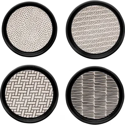 Totalee Gift Porcelain Poppin Patterns Coasters Set Of 4 Porcelain Black