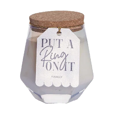 Totalee Gift Put A Ring On It White Geometric Candle Wax White 7.7 oz Burn Time 36 In Transparent