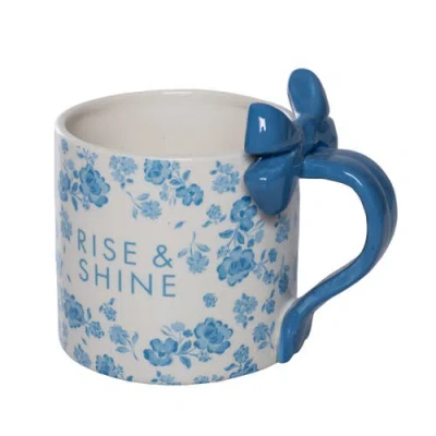 Totalee Gift Rise & Shine Mug W/ Bow Handle Ceramic Blue