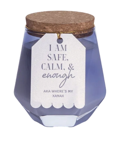 Totalee Gift Safe And Calm Purple Geometric Candle Wax Purple 7.7 oz Burn Time 36 In Transparent