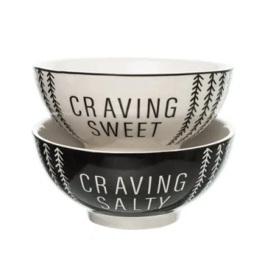 Totalee Gift Salty/ Sweet Bowls Set Of 2 Ceramic Black