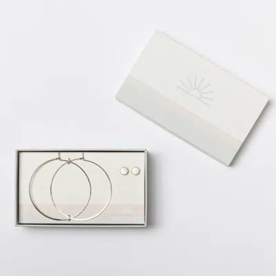 Totalee Gift Silver Geometric Circle Earring Set Burnished Brass Silver In Brown