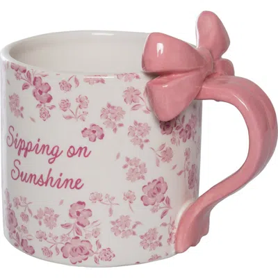 Totalee Gift Sipping On Sunshine Mug W/ Bow Handle Ceramic Pink